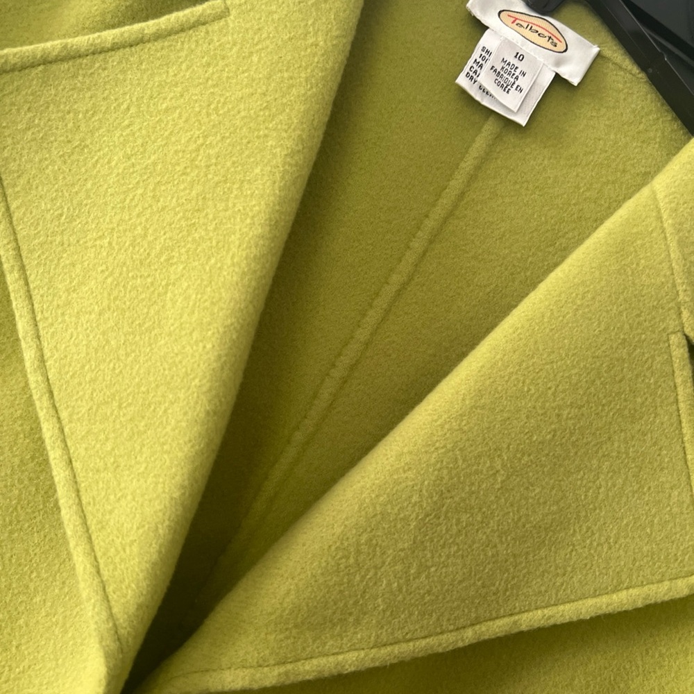 Talbots 100% Wool Open Front Blazer Jacket Sz 10 Avacado Green VTG Made In Korea - Picture 3 of 9